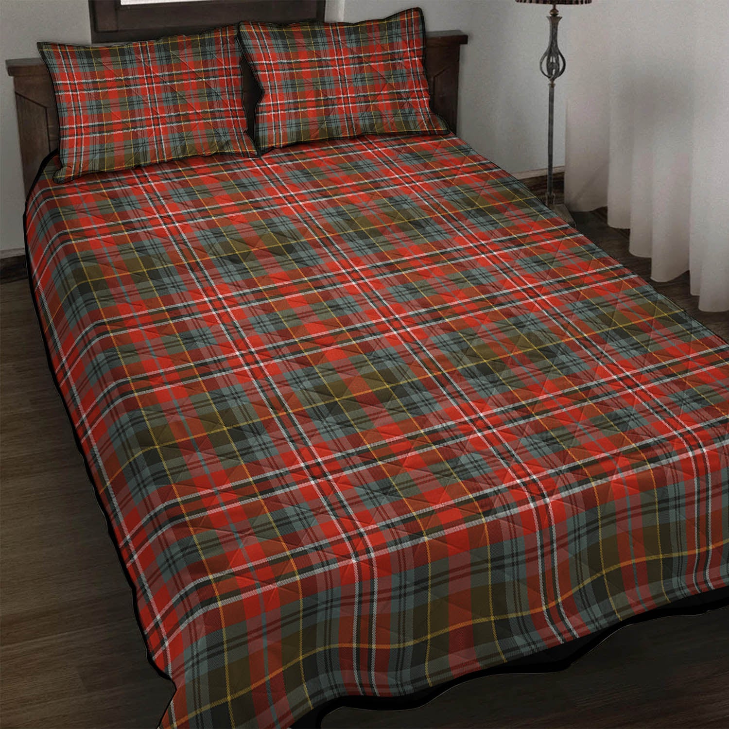 MacPherson Weathered Tartan Quilt Bed Set - Tartanvibesclothing