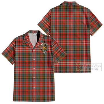 MacPherson Weathered Tartan Cotton Hawaiian Shirt with Family Crest