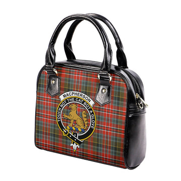 MacPherson Weathered Tartan Shoulder Handbags with Family Crest
