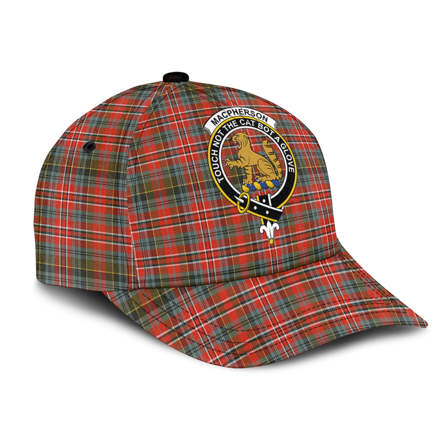 MacPherson Weathered Tartan Classic Cap with Family Crest - Tartan Vibes Clothing