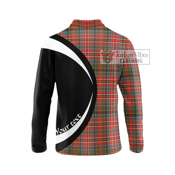 MacPherson Weathered Tartan Long Sleeve Polo Shirt with Family Crest Circle Style