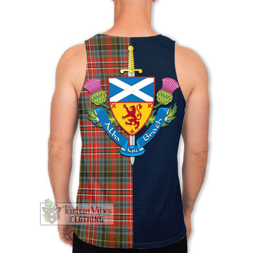 MacPherson Weathered Tartan Men's Tank Top with Scottish Lion Royal Arm Half Style