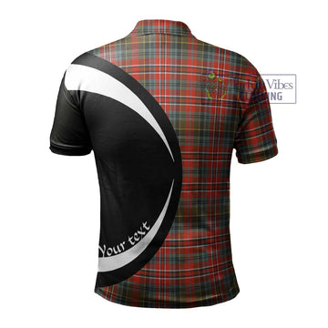 MacPherson Weathered Tartan Men's Polo Shirt with Family Crest Circle Style