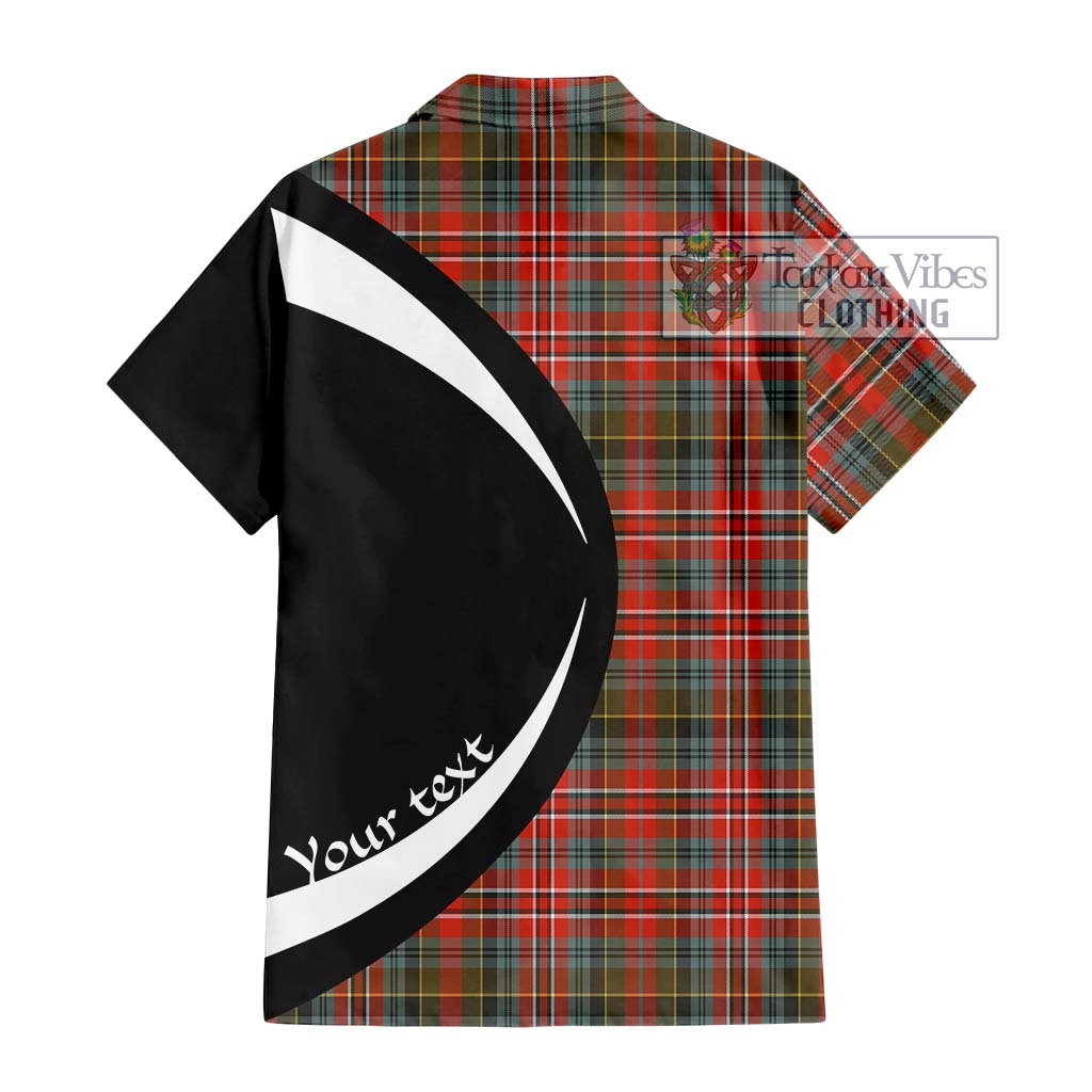 MacPherson Weathered Tartan Short Sleeve Button Up with Family Crest Circle Style - Tartan Vibes Clothing