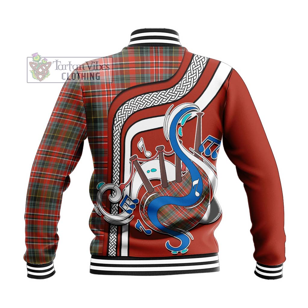 Tartan Vibes Clothing MacPherson Weathered Tartan Baseball Jacket with Epic Bagpipe Style