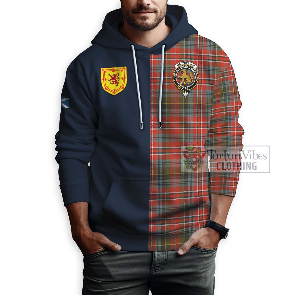 Tartan Vibes Clothing MacPherson Weathered Tartan Hoodie with Scottish Lion Royal Arm Half Style