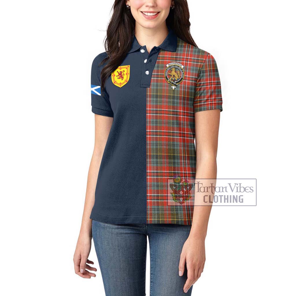 Tartan Vibes Clothing MacPherson Weathered Tartan Women's Polo Shirt with Scottish Lion Royal Arm Half Style