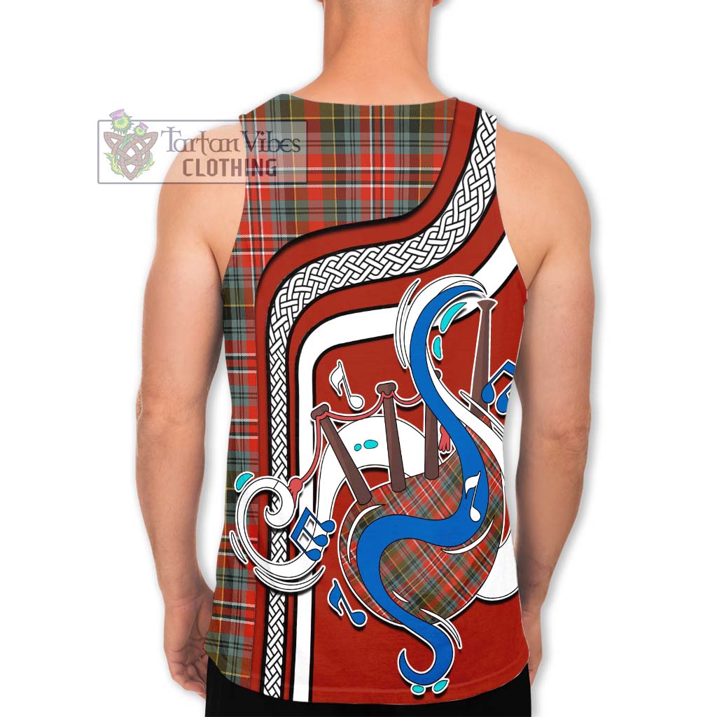 Tartan Vibes Clothing MacPherson Weathered Tartan Men's Tank Top with Epic Bagpipe Style