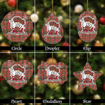 MacPherson Weathered Tartan Christmas Ornaments with Scottish Gnome Playing Bagpipes