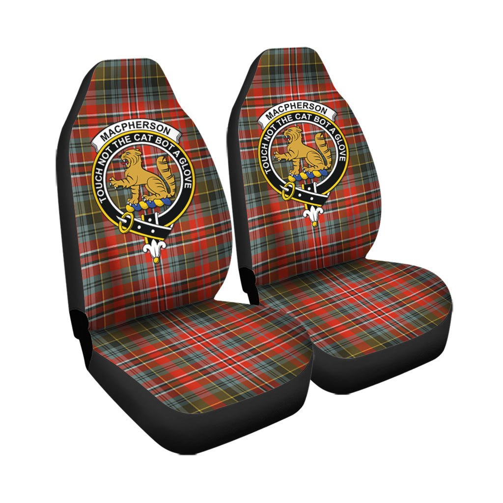 MacPherson Weathered Tartan Car Seat Cover with Family Crest - Tartanvibesclothing