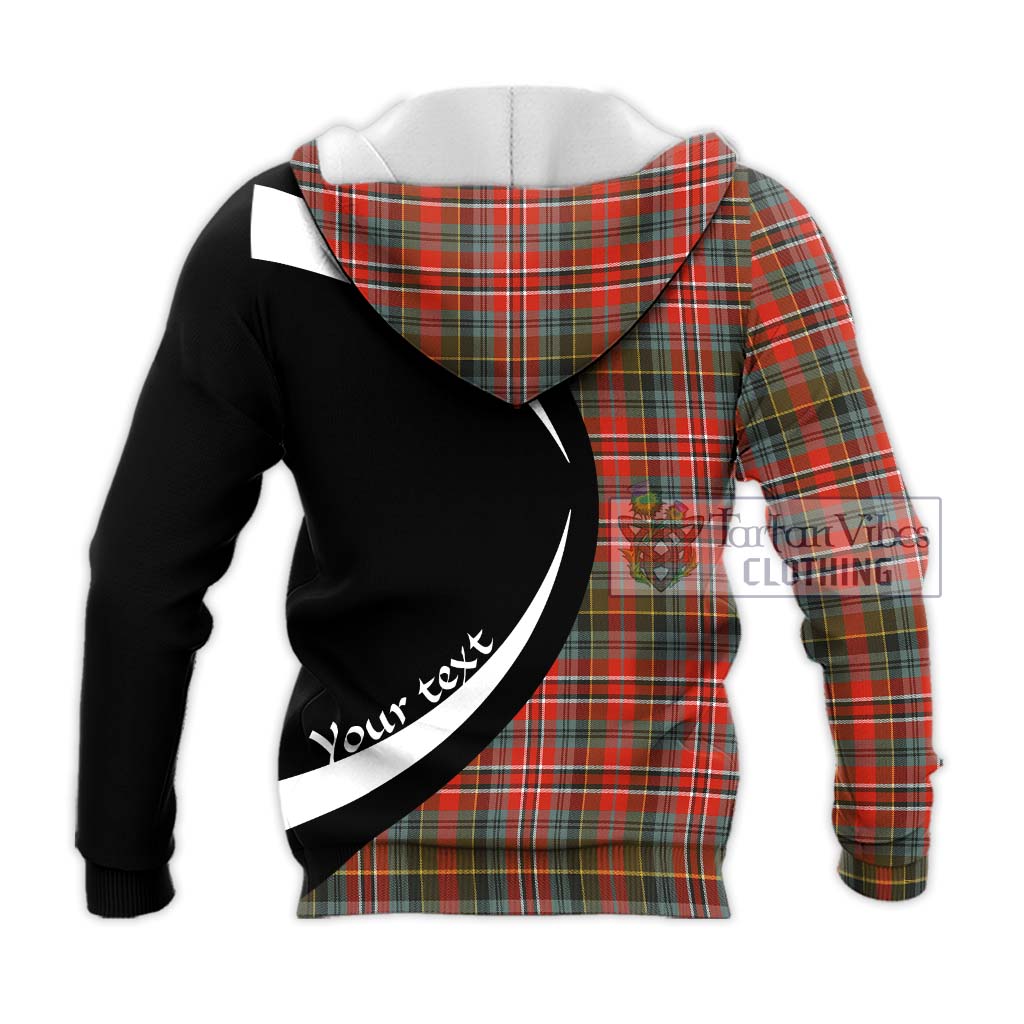 MacPherson Weathered Tartan Knitted Hoodie with Family Crest Circle Style - Tartan Vibes Clothing