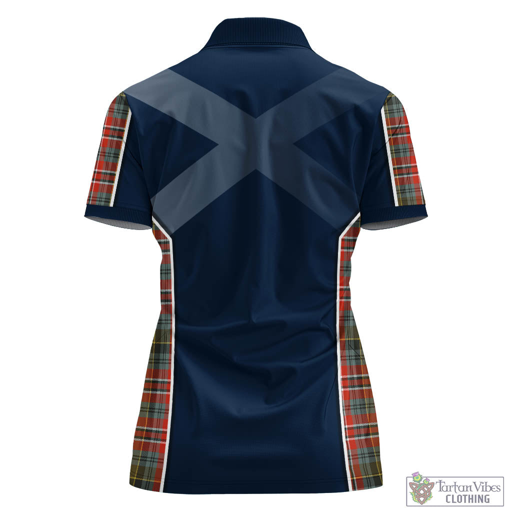 Tartan Vibes Clothing MacPherson Weathered Tartan Women's Polo Shirt with Family Crest and Scottish Thistle Vibes Sport Style