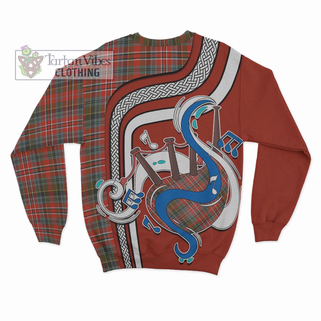 Tartan Vibes Clothing MacPherson Weathered Tartan Sweatshirt with Epic Bagpipe Style