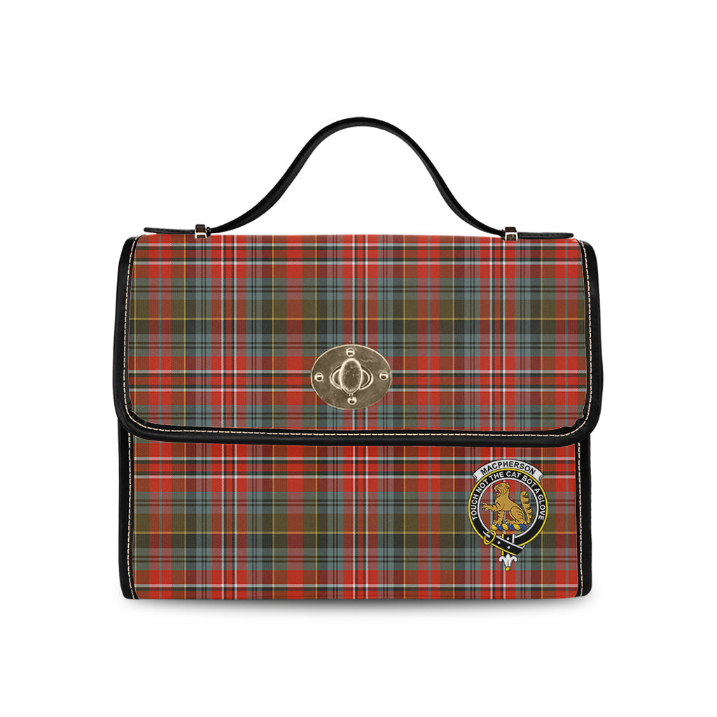 macpherson-weathered-tartan-leather-strap-waterproof-canvas-bag-with-family-crest