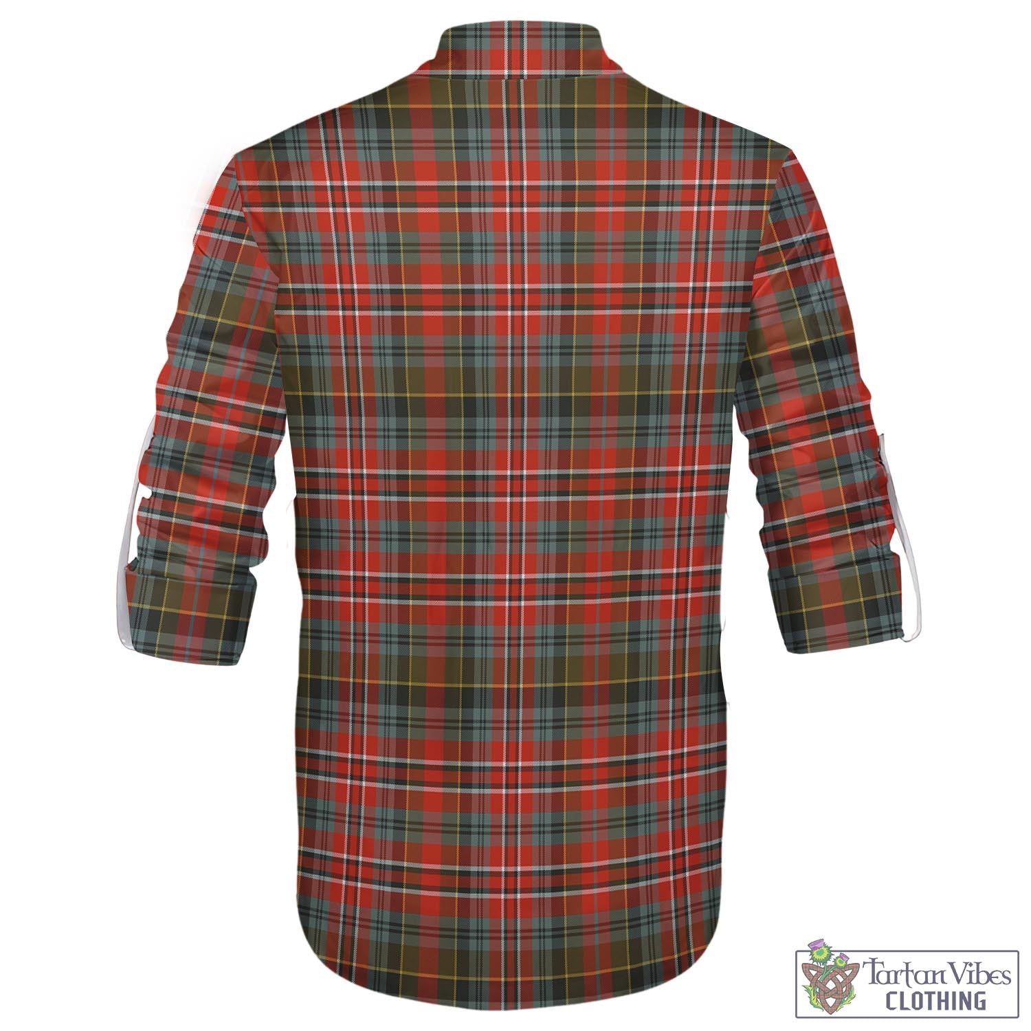 Tartan Vibes Clothing MacPherson Weathered Tartan Men's Scottish Traditional Jacobite Ghillie Kilt Shirt