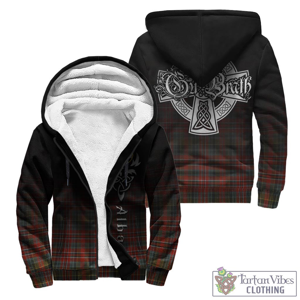 Tartan Vibes Clothing MacPherson Weathered Tartan Sherpa Hoodie Featuring Alba Gu Brath Family Crest Celtic Inspired