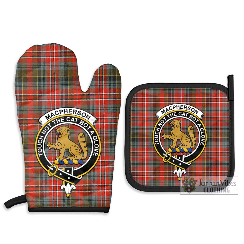 Tartan Vibes Clothing MacPherson Weathered Tartan Combo Oven Mitt & Pot-Holder with Family Crest