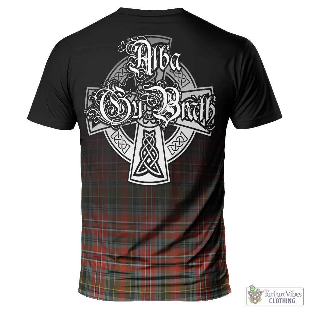 Tartan Vibes Clothing MacPherson Weathered Tartan T-Shirt Featuring Alba Gu Brath Family Crest Celtic Inspired