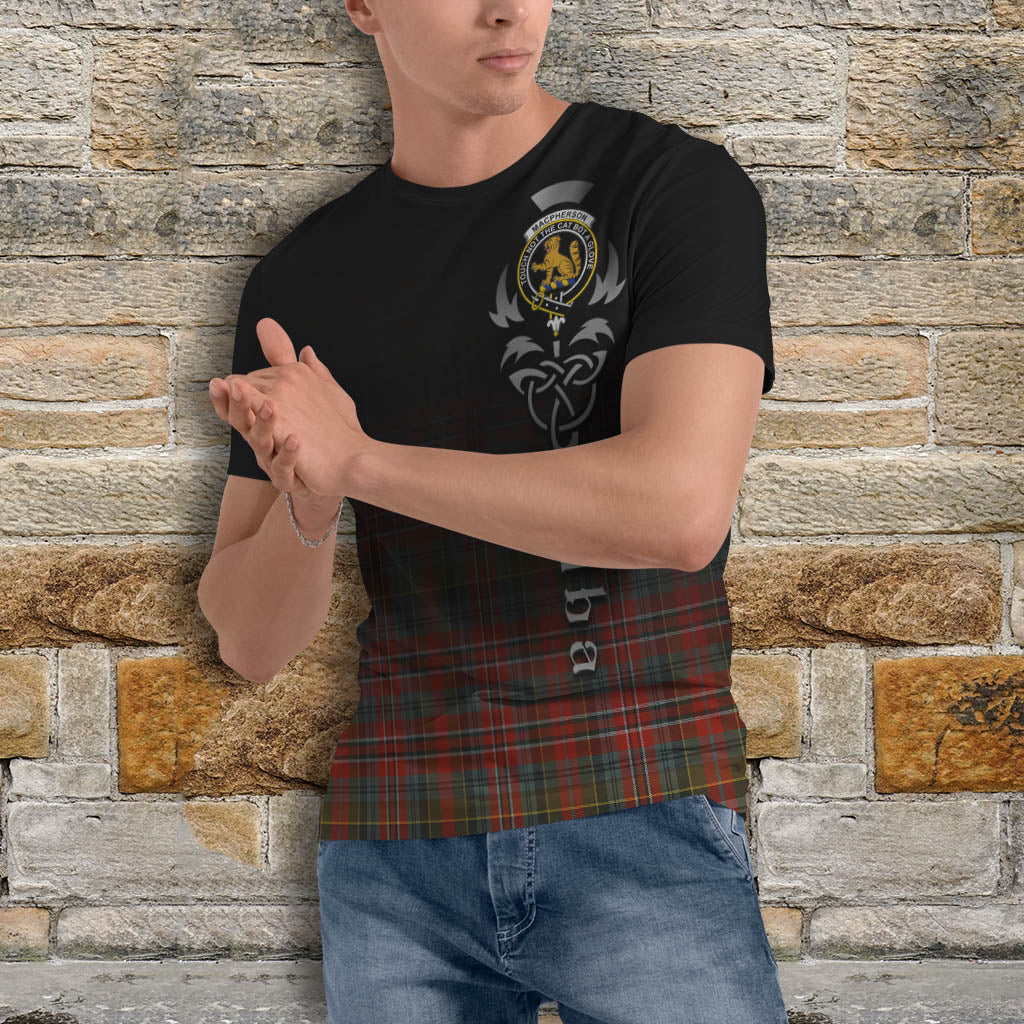 Tartan Vibes Clothing MacPherson Weathered Tartan T-Shirt Featuring Alba Gu Brath Family Crest Celtic Inspired