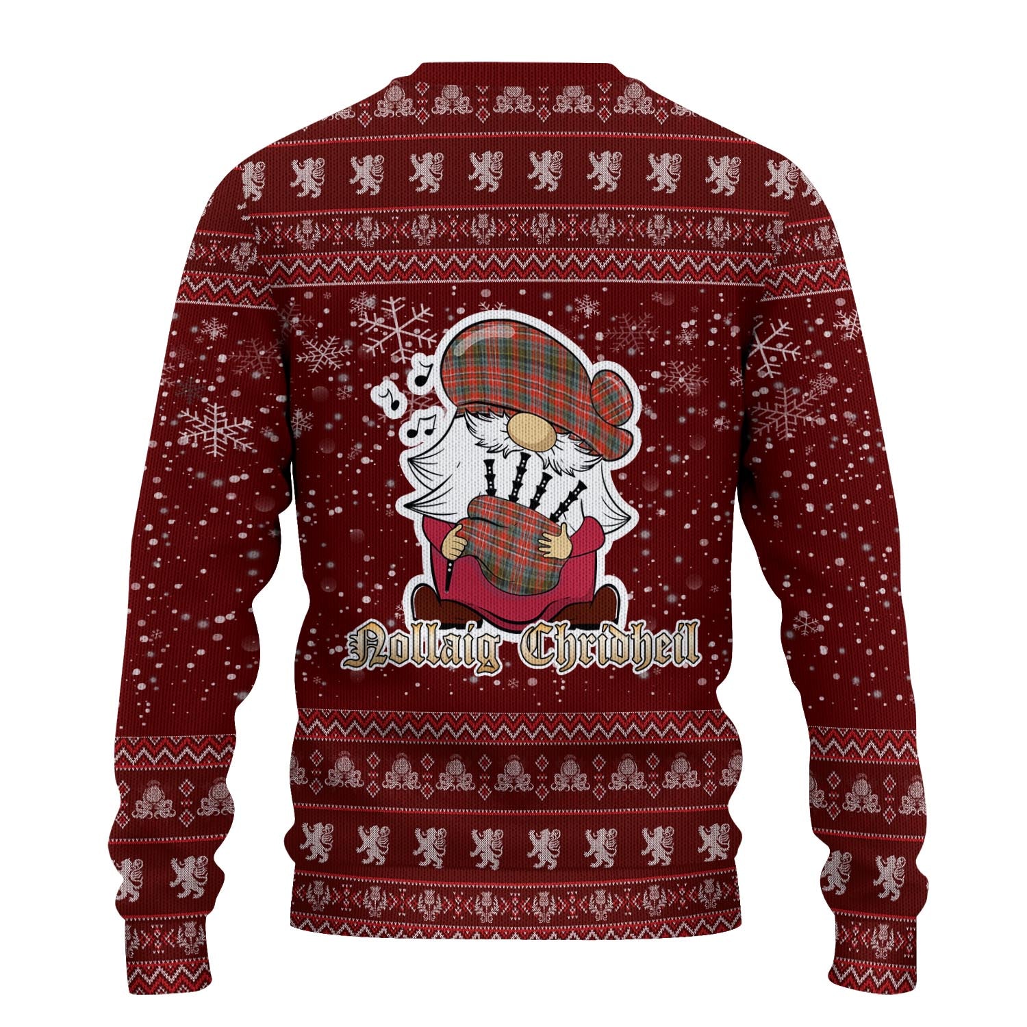 MacPherson Weathered Clan Christmas Family Knitted Sweater with Funny Gnome Playing Bagpipes - Tartanvibesclothing
