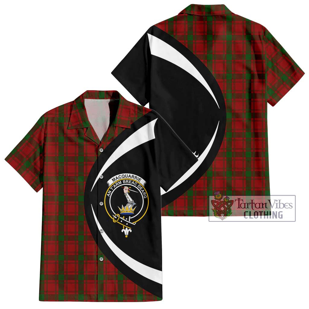 MacQuarrie (McQuarrie) Tartan Short Sleeve Button Up with Family Crest Circle Style Kid - Tartan Vibes Clothing