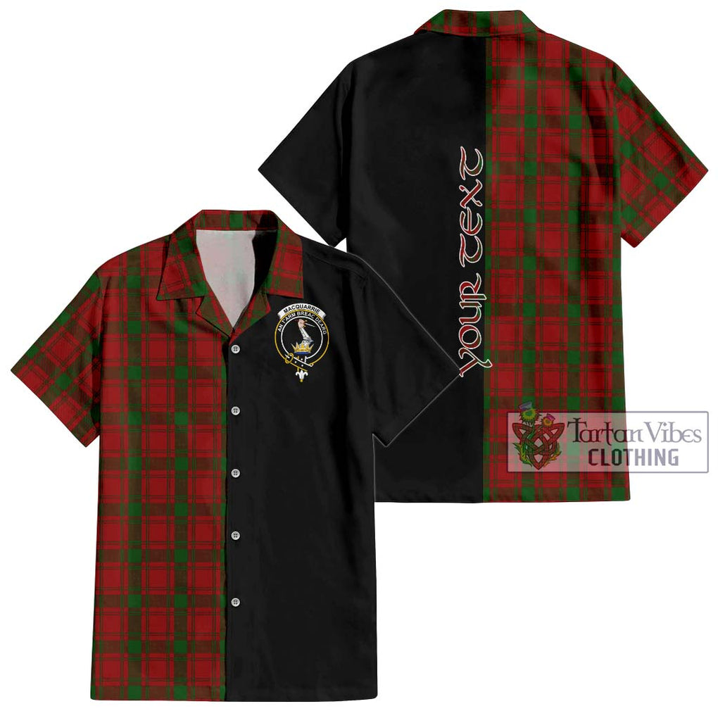 MacQuarrie (McQuarrie) Tartan Short Sleeve Button Shirt with Family Crest and Half Of Me Style Kid - Tartanvibesclothing Shop