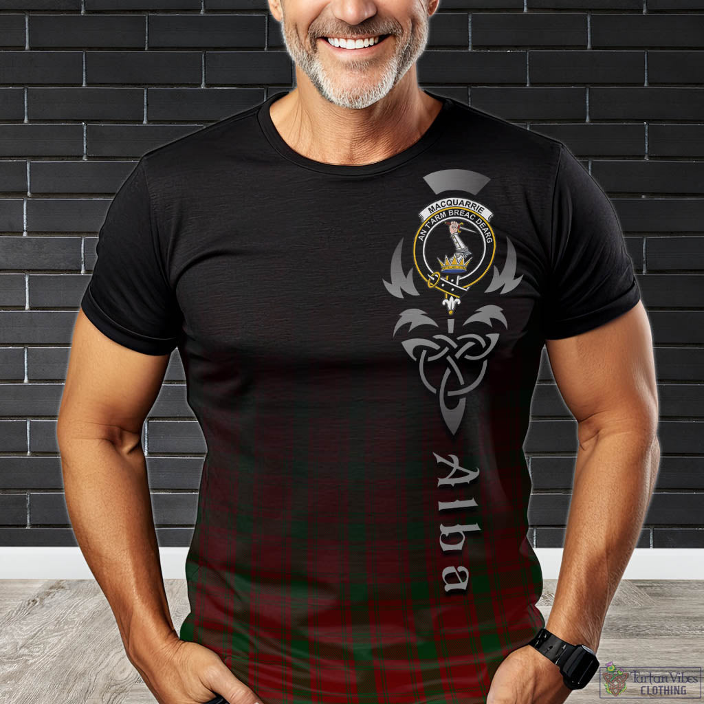 Tartan Vibes Clothing MacQuarrie Tartan T-Shirt Featuring Alba Gu Brath Family Crest Celtic Inspired