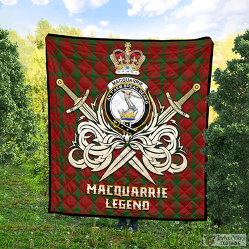 MacQuarrie (McQuarrie) Tartan Quilt with Clan Crest and the Golden Sword of Courageous Legacy