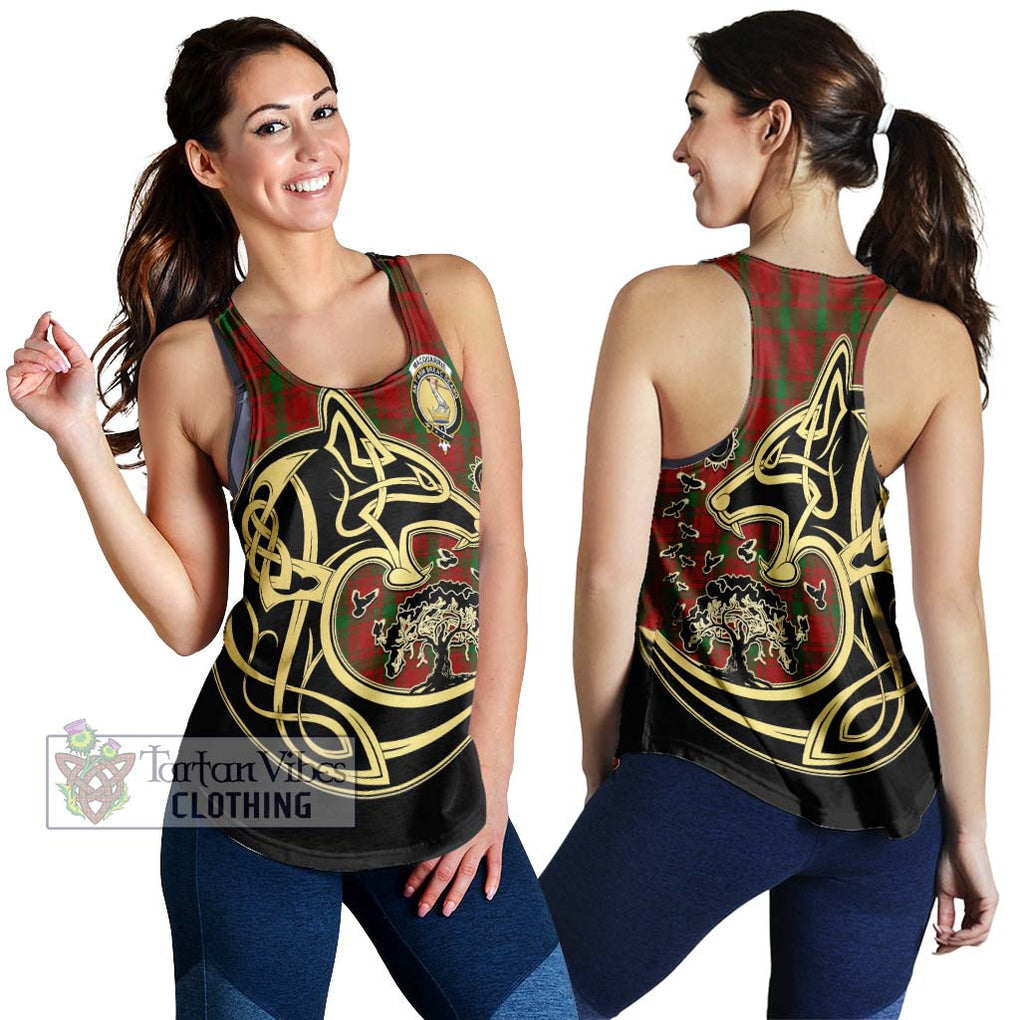 MacQuarrie (McQuarrie) Tartan Women's Racerback Tanks with Family Crest Celtic Wolf Style 4XL - Tartan Vibes Clothing