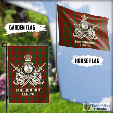 MacQuarrie (McQuarrie) Tartan Flag with Clan Crest and the Golden Sword of Courageous Legacy