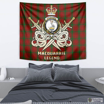 MacQuarrie (McQuarrie) Tartan Tapestry with Clan Crest and the Golden Sword of Courageous Legacy