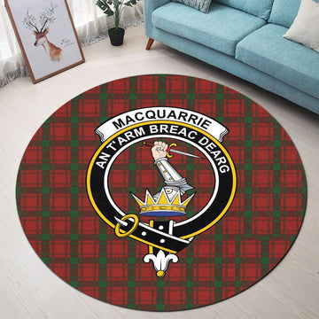 MacQuarrie (McQuarrie) Tartan Round Rug with Family Crest