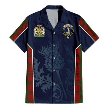 MacQuarrie (McQuarrie) Tartan Short Sleeve Button Up Shirt with Family Crest and Scottish Thistle Vibes Sport Style