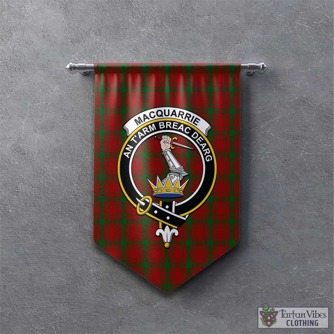 Tartan Vibes Clothing MacQuarrie Tartan Gonfalon, Tartan Banner with Family Crest