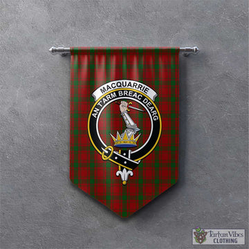 MacQuarrie (McQuarrie) Tartan Gonfalon, Tartan Banner with Family Crest