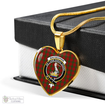 MacQuarrie (McQuarrie) Tartan Heart Necklace with Family Crest