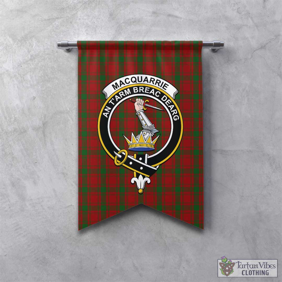 Tartan Vibes Clothing MacQuarrie Tartan Gonfalon, Tartan Banner with Family Crest