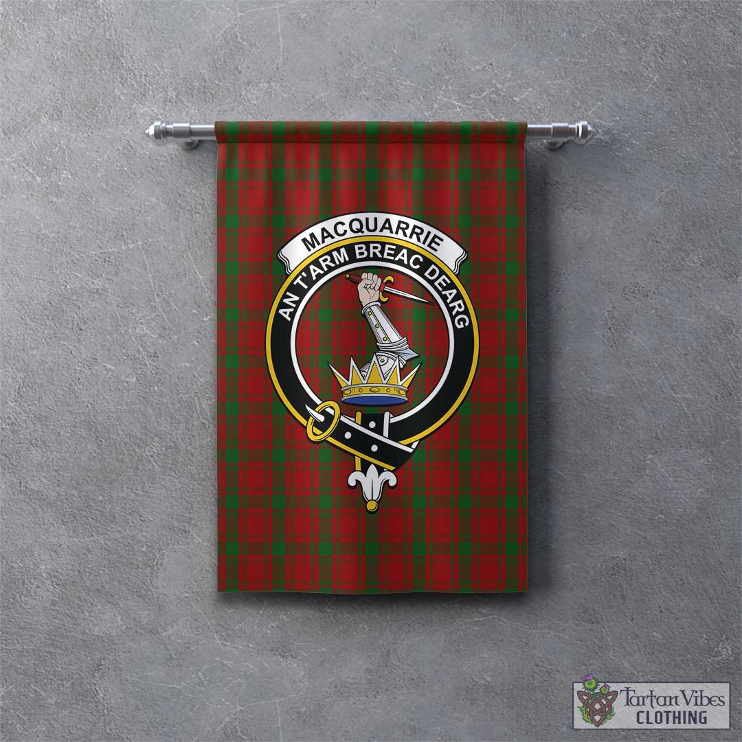 Tartan Vibes Clothing MacQuarrie Tartan Gonfalon, Tartan Banner with Family Crest