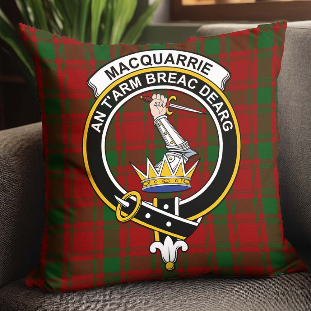 MacQuarrie Tartan Pillow Cover with Family Crest - Tartanvibesclothing