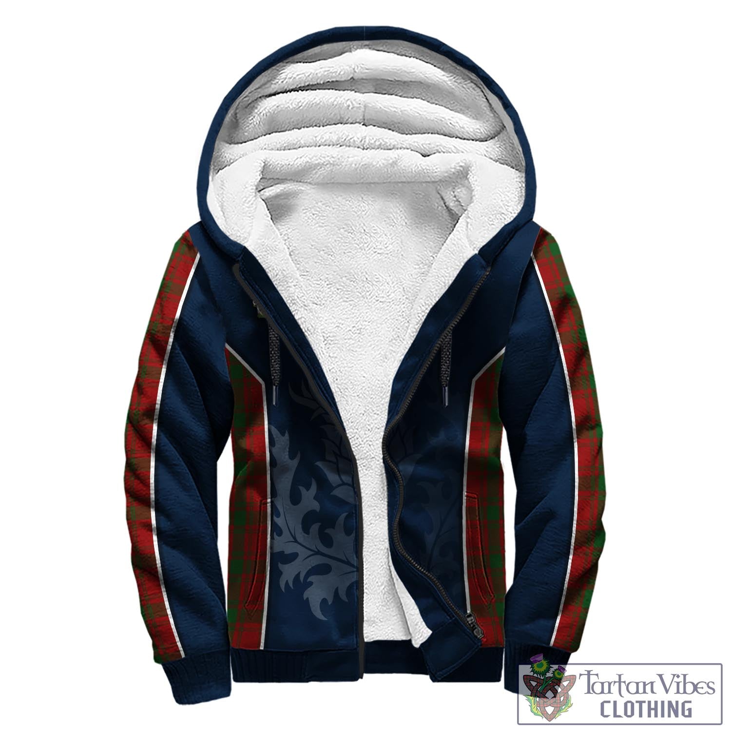 Tartan Vibes Clothing MacQuarrie Tartan Sherpa Hoodie with Family Crest and Scottish Thistle Vibes Sport Style