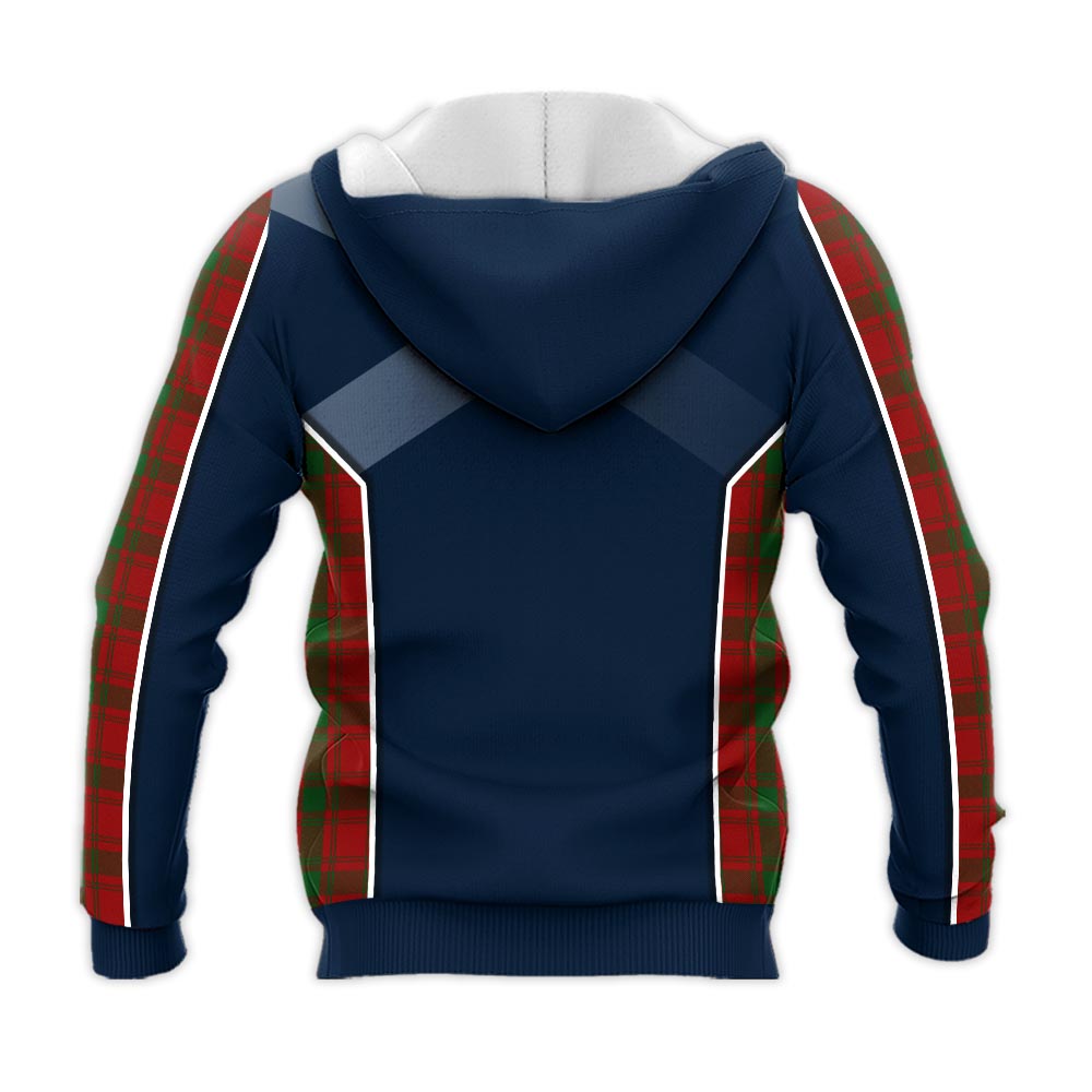 Tartan Vibes Clothing MacQuarrie Tartan Knitted Hoodie with Family Crest and Scottish Thistle Vibes Sport Style