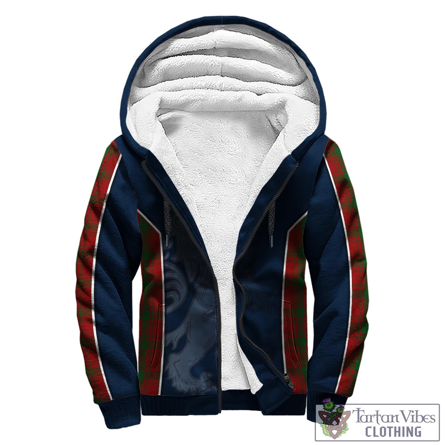 Tartan Vibes Clothing MacQuarrie Tartan Sherpa Hoodie with Family Crest and Lion Rampant Vibes Sport Style