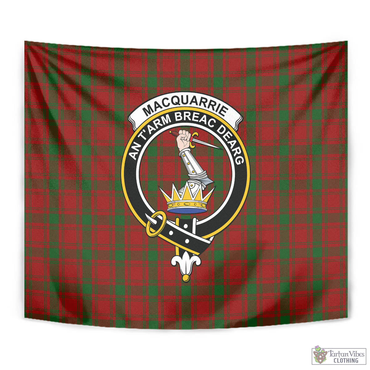 Tartan Vibes Clothing MacQuarrie Tartan Tapestry Wall Hanging and Home Decor for Room with Family Crest