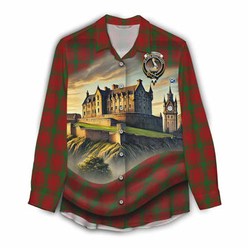 MacQuarrie (McQuarrie) Tartan Family Crest Women's Casual Shirt with Scottish Ancient Castle Style Female - Tartan Vibes Clothing