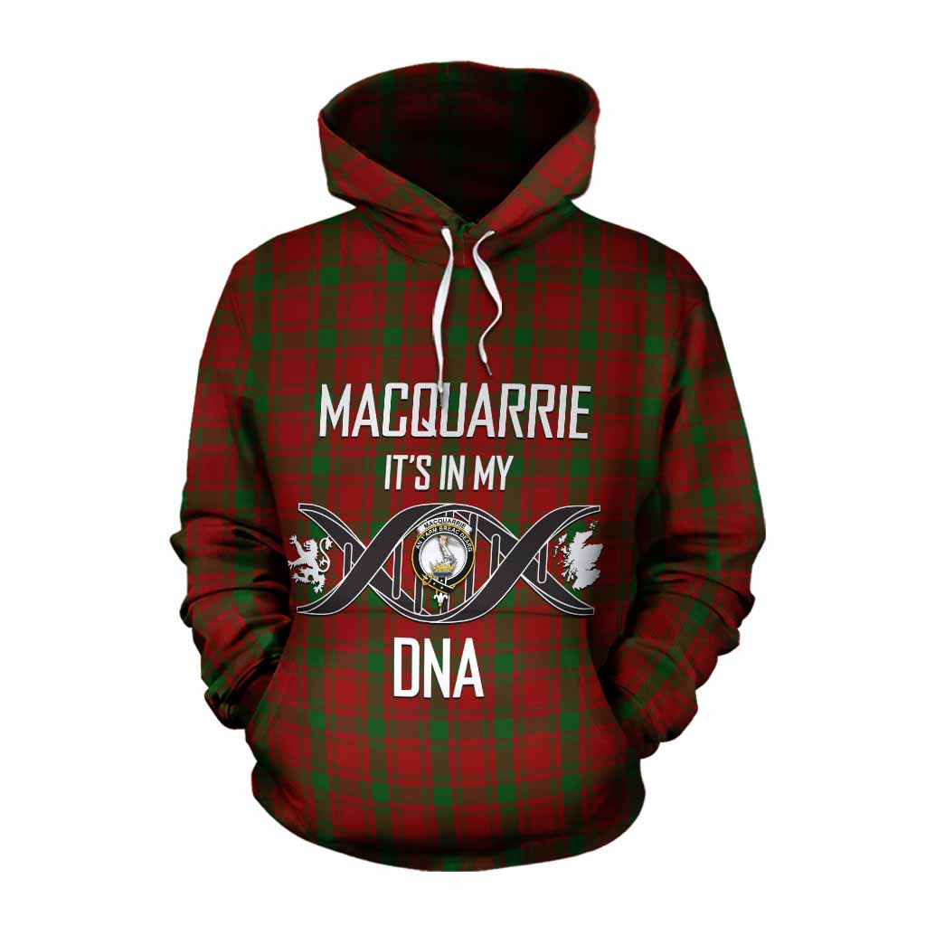 Tartan Vibes Clothing MacQuarrie (McQuarrie) Tartan Cotton Hoodie with Family Crest DNA In Me Style