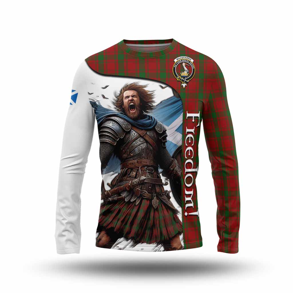 Tartan Vibes Clothing MacQuarrie (McQuarrie) Crest Tartan Long Sleeve T-Shirt Inspired by the Freedom of Scottish Warrior