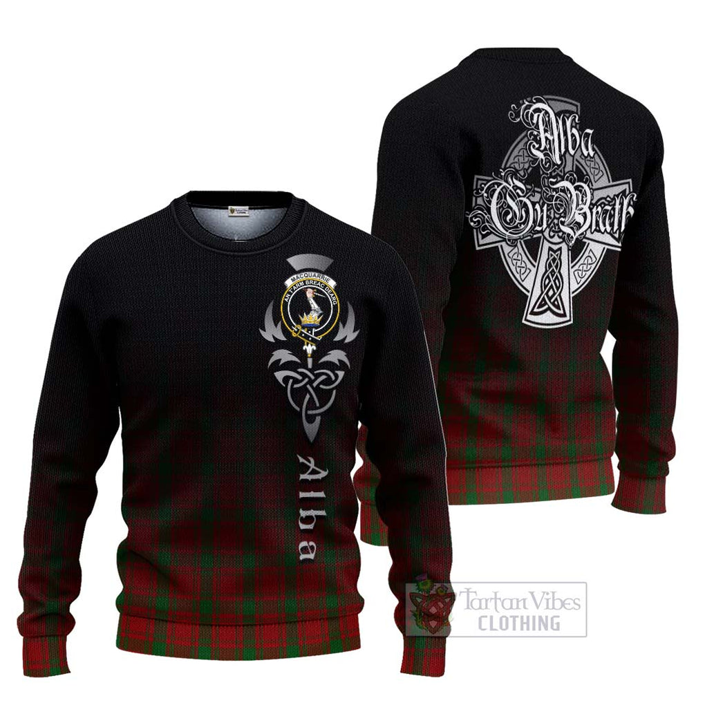 Tartan Vibes Clothing MacQuarrie (McQuarrie) Tartan Knitted Sweater Featuring Alba Gu Brath Family Crest Celtic Inspired