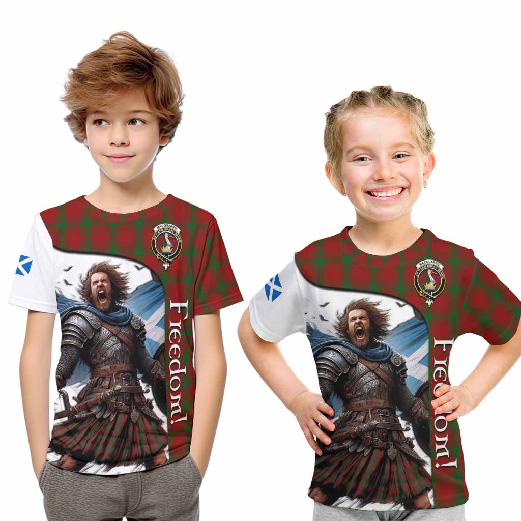 Tartan Vibes Clothing MacQuarrie (McQuarrie) Crest Tartan Kid T-Shirt Inspired by the Freedom of Scottish Warrior