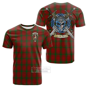 MacQuarrie (McQuarrie) Tartan Cotton T-shirt with Family Crest Celtic Skull Style