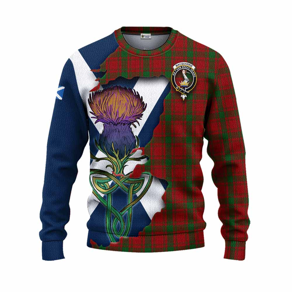 MacQuarrie (McQuarrie) Tartan Family Crest Knitted Sweater Scottish Thistle Celtic Inspired Unisex - Tartan Vibes Clothing